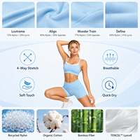 Soutien-gorge de sport personnalisé certifié GRS à double couche et maintien élevé, 78 % nylon recyclé, 22 % élasthanne, dos croisé, séchage rapide, pour femme