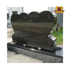 Piedra tallada de Tombstones y monumentos, Granito de mármol negro, cabezales en forma de corazón doble para Graves, venta al por mayor - Product Image 1