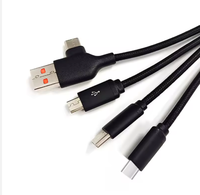 Logo personnalisé Câble LED USB 4 en 1 Micro USB Type C Charge Glow Flowing Tout-en-un pour téléphones mobiles et batteries externes