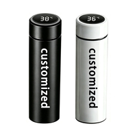 Bouteille d'eau isotherme classique intelligente en acier inoxydable à double paroi de 500 ml avec affichage LED de la température pour le camping