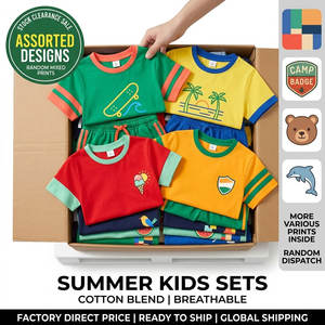 Lote de Ropa de Verano para Niños, Patrones Variados, Conjunto Casual de 2 Piezas para Niños y Niñas, Camiseta de Cuello Redondo y Manga Corta con Pantalones Cortos - Product Image 3