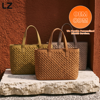 Sac fourre-tout en cuir suédé tissé à la main LZ avec logos personnalisés, sac à main décontracté pour femme avec poignée supérieure et bandoulière pour le travail quotidien