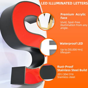 Letras de Canal 3D Iluminadas por LED <span class=keywords><strong>para</strong></span> Exteriores, Personalizadas, de Acrílico y Acero Inoxidable, Letrero Publicitario Comercial con Logotipo Iluminado Frontalmente <span class=keywords><strong>para</strong></span> <span class=keywords><strong>Empresas</strong></span> - Product Image 4