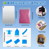 Imperméables bleus réutilisables avec capuche et manches Ponchos de pluie pour enfants pour garçons et filles Taille libre Housse de pluie portable