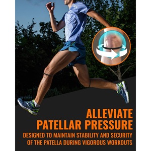 Attelle de <span class=keywords><strong>genou</strong></span> rotulienne en silicone (2 pièces) – Bande de soutien élastique antidérapante unisexe pour soulagement de la <span class=keywords><strong>tendinite</strong></span> rotulienne – Idéale pour le basketball et la course à pied - Product Image 3