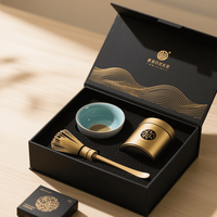 Ensembles d'emballage d'élégants boîtes-cadeaux magnétiques noires Matcha Design de luxe personnalisé Emballage en papier de stockage de thé de qualité supérieure avec insertion Eva