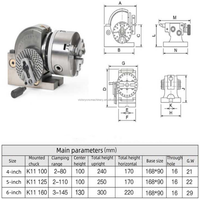 Tête de division de précision semi-universelle BS 4 pouces à 3 mors, ensemble de fraisage avec contre-pointe pour table rotative de machine à fraiser