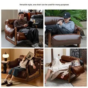 Poltrona Singola Jersey Island, Sedia da Salotto in Stile Vintage, Poltrona Relax in Legno Massello Retrò - Product Image 3