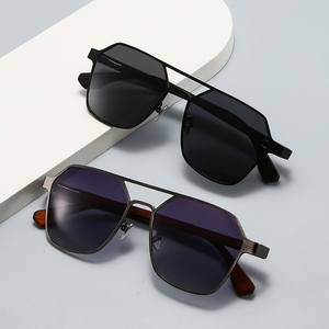 Hotsale Unisex Retro Stainless Frame Full Rim Wooded Temple TAC Polarized UV400 <b>Sunglasses</b> Model 8812 OEM/ODM - Product Image 2