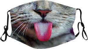 1pc個別パックユニセックス布洗える再利用可能なカバー超かわいい猫プリントマスク - Product Image 5