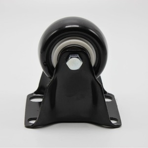 Ruedas fijas negras de poliuretano con diamante de 25 mm, con rodamientos de bolas de precisión y montaje en placa para muebles - Product Image 1