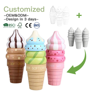 Jeu de cuisine en bois personnalisé Toywoo pour enfants de 2 à 6 ans, unisexe, maison de jeu à crème glacée connectée par aimants - Product Image 1