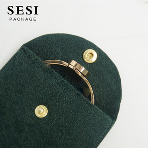SESI รุ่นใหม่ Pochette Bijoux กระเป๋าใส่เครื่องประดับสีเขียว พร้อมโลโก้ กระเป๋าหนังกลับไมโครไฟเบอร์เนื้อละเอียดพร้อมกระดุม เหมาะสำหรับใส่เครื่องประดับ - Product Image 4