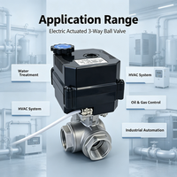 Vanne à boisseau sphérique motorisée électrique mini 3 voies Klion Factory DN10-DN50 12V/24V DC/AC220V en acier inoxydable, raccords en T et en L, pour eau, OEM