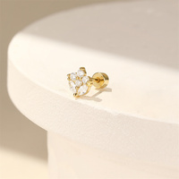 CANNER-Boucle d'oreille en argent sterling 925 à fond épais percé de fleurs en zircon