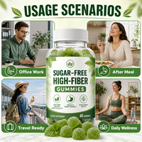 Complément alimentaire pour adultes, gommes à mâcher sans sucre, riches en fibres, 60 gommes, soutien immunitaire, végétalien, sans gluten, marque privée OEM