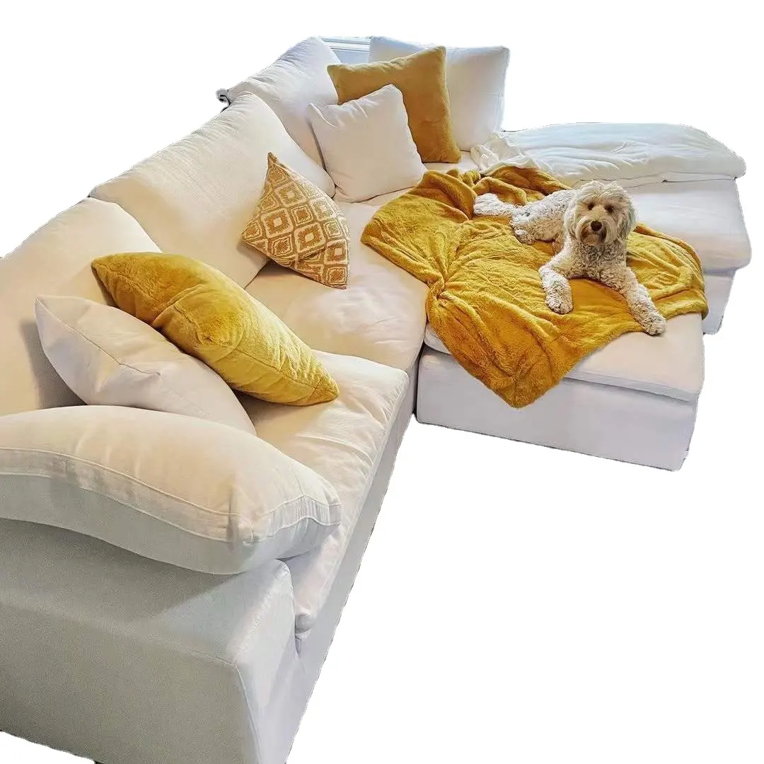 Bộ Sofa Góc Kiểu Mô-đun Runxi, Ghế Sofa Cỡ Lớn Kiểu Chữ L Màu Trắng Phòng Khách Hiện Đại Mới Nhất