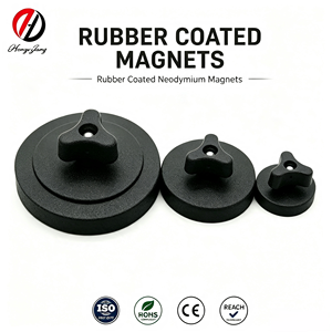 Vehicle Roof Advertising Sign Holder Magnetic Round Base Anti Scratch Rubber Coated Mounting Magnet with Threaded Stud and Knob - Product Image 2