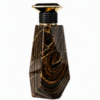 Flacon de parfum en verre au design géométrique marbré personnalisable de qualité supérieure avec bouchon facetté, finition mate, impression sérigraphique et marquage à chaud