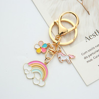 Nouveau alliage porte-clés mignon coloré fleur nuage arc-en-ciel métal clé pendentif créatif sac accessoires