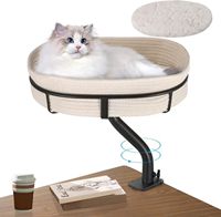 Hamac rotatif à 360 ° pour bureau de chat, perchoir, montage sur lit, pour bureau à domicile, bureau d'ordinateur, nid d'intérieur pour animaux de compagnie