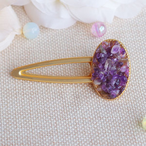 Grosir klip rambut kristal kualitas tinggi klip rambut Oval kristal alami Amethyst klip rambut Quartz mawar - Product Image 4