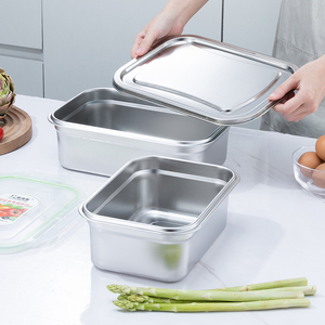 מיכל אחסון מזון מלבני מודרני רב תכליתי מפלדת אל-חלד 304/201, ידידותי לסביבה, עמיד, בעל קיבולת גדולה ואטום לאבק - Product Image 4