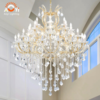 Lustre classique en cristal avec cadre doré pour hall d'entrée de villa et lieux de mariage, luminaire de luxe