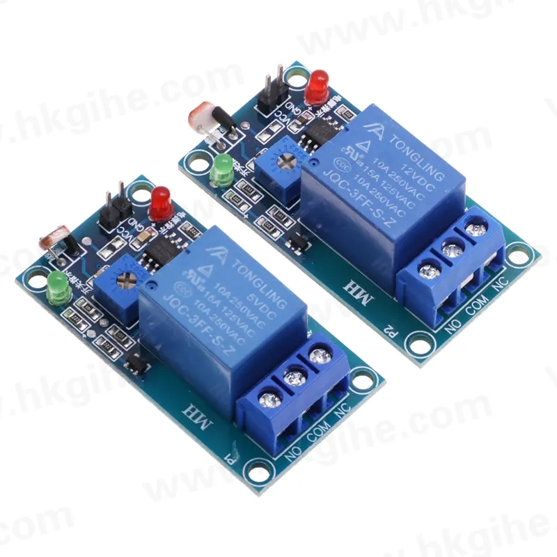 wholesale 5V 12V Photoswitch Switch LDR Photoresistor Relay Module Light Detection Photosensitive Sensor Board with CE