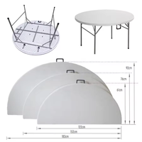 Table ronde pliante en plastique de 150 cm (60 pouces) pour 10 personnes, idéale pour les mariages, banquets et événements - Vente en gros