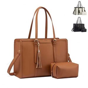 Sac à main pour ordinateur portable en <span class=keywords><strong>cuir</strong></span> PU vintage souple pour femmes, 15,6 pouces, grande capacité, avec fermeture à glissière, pochette pour le <span class=keywords><strong>travail</strong></span> - Product Image 1