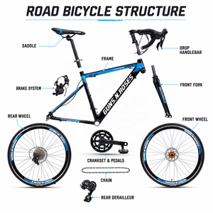 Bicicletta da Corsa <span class=keywords><strong>GUNS.N</strong></span>.<span class=keywords><strong>ROSES</strong></span> Gun Flower 700C in Lega di Alluminio con Doppio Freno a Disco, Manubrio Curvo, Modello GR-F8 - Product Image 6
