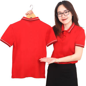 Camiseta de polo roja brillante uniforme con logotipo personalizado de manga corta hecha de poliéster de algodón Spandex para empresa o eventos - Product Image 4