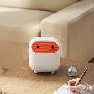 Mini bote de basura de escritorio, bonito y redondo, con botón de presión, para oficina, dormitorio de estudiantes, uso en interiores, blanco y rosa - Product Image 4