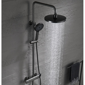 Set Doccia Multifunzionale in Ottone Grigio Canna di Fucile con Soffione <span class=keywords><strong>a</strong></span> Cascata da 8 Pollici e Soffione Portatile ad Alta Pressione per <span class=keywords><strong>Risparmio</strong></span> <span class=keywords><strong>Idrico</strong></span> - Product Image 2