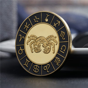 Regalos Creativos del Zodiaco, Moneda Conmemorativa de las Doce Constelaciones del Tarot, Chapada en Oro, Tallada en Metal, con Incrustaciones de Diamantes y Protección UV - Product Image 4