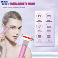 Appareil de luminothérapie rouge pour le visage 6-en-1 LED Photon 650nm, stimule le collagène, tactile intelligent, vibrations haute fréquence, anti-âge, lifting, usage domestique