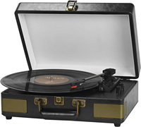Tocadiscos Clásico con Maletín, Reproductor de Vinilos con Múltiples Funciones, Conexión BT y Salida de Línea
