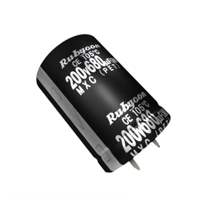 Condensateur à montage traversant 220 µF 20 % 420 V SNAP TH, référence 420MXC220MEFC25X40, en aluminium, de la part du distributeur agréé - Product Image 1