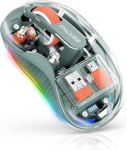 RGB Rechargeable Transparent <b>Mouse</b> Ergonomic silent Optical <b>Mouse</b> daul mode <b>for</b> Laptop Desktop <b>Computer</b> - Product Image 1