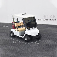 Cadeau thème golf Mini chariot de golf Affichage LCD Horloge et calendrier-Coffret cadeau de bureau pour golfeurs, modèles de voiturette de golf Décoration de bureau