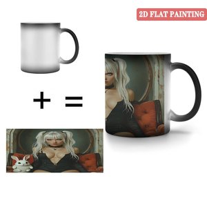 Frosted Black 11oz <b>Ceramic</b> <b>Mug</b> Heat Color Changing Cup With 2D Flat Painting Design - Product Image 4