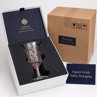 Gobelet à vin léger en verre Liuli fait main, motif diamant coloré vintage de luxe, sans plomb, pour Noël et mariage