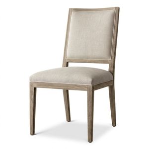 Silla de Comedor de Madera de Roble Contemporánea Francesa, Silueta Cuadrada Minimalista para Proyectos Residenciales de Lujo - Product Image 1