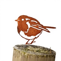Ornement d'art en métal pour oiseaux de jardin extérieur résistant aux intempéries en acier corten avec support