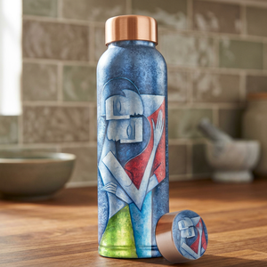 Bouteille d'eau isotherme en cuivre à double paroi 500 ml de qualité supérieure, revêtement anti-corrosion, compatible lave-vaisselle, avec mousqueton pour la randonnée en extérieur - Product Image 1
