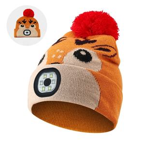Jacquard Pompon Pom Pom Enfants Enfants Bébé Toddler Laine Phare Hiver Light up Led Cold Torque Beanie Cap Chapeau Avec Led Light - Product Image 6