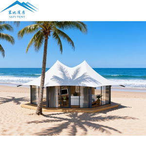 Lusso all'aperto PVDF tessuto prefabbricato casa Resort Glamping Lodge tenda per tutte le stagioni Twin picchi tenda Hotel con bagno - Product Image 1