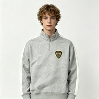 Sweat-shirt demi-zip délavé à l'acide style vintage avec badge Crestline – Fourniture en gros B2B, design de vêtements de sport personnalisable