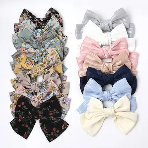 floral fabric hair bow knot with metal clip clamp woman sweet girl hair decoration